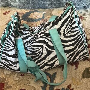 Stylish Zebra Print Women's Bag with Teal Accents